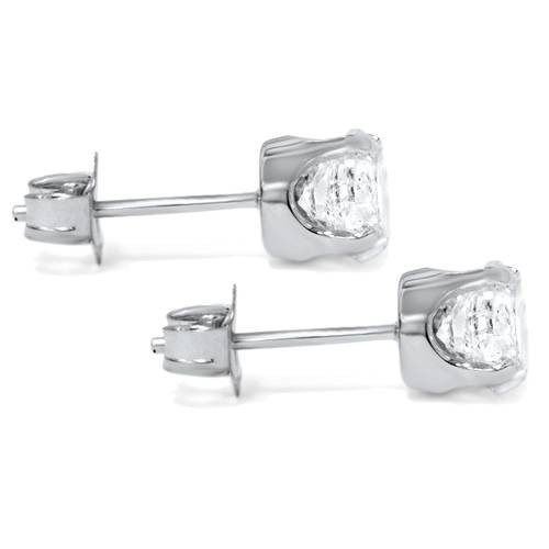 1 Ct Solitaire Certified Diamond Stud Earrings Round Brilliant 4Prong Push Back