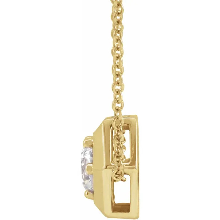 14k Yellow Gold 1/2ct Lab Grown Diamond Solitaire Geometric Pendant Necklace