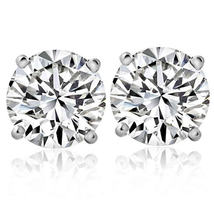 14k White or Yellow Gold 2 Ct T.W. Certified Natural Diamond Studs