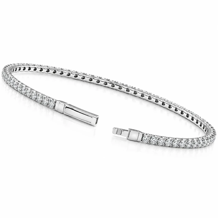 2Ct F/VS Diamond Flexible Oval Bangle Bracelet White Gold Lab Grown