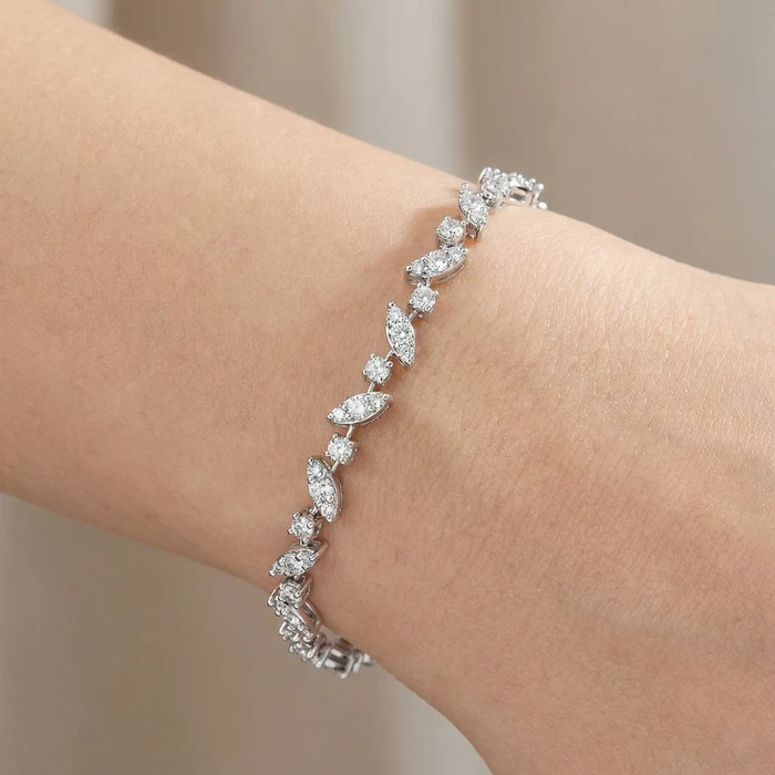 3.70Ct 14k White Gold Diamond Tennis Bracelet 7" Lab Grown