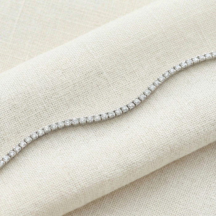 7 Carat Round Lab Grown Diamond Tennis Bracelet 18K White Gold 7"