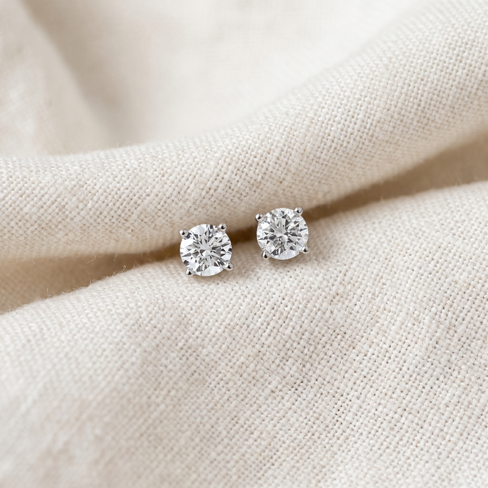Certified 1/2Ct TW Natural Diamond Screw Back Studs Gold Earrings