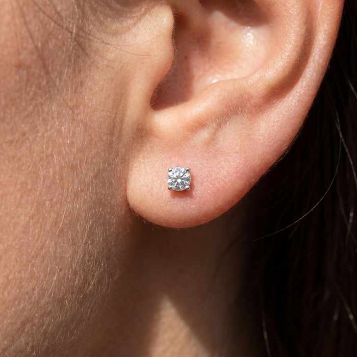 Certified 1/2Ct TW Natural Diamond Screw Back Studs Gold Earrings