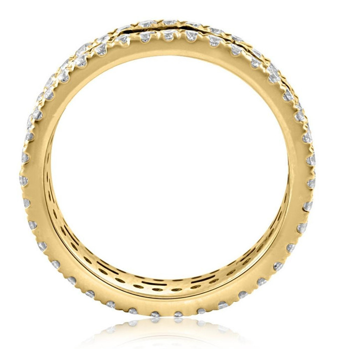 2 1/2 Ct Diamond & Emerald Eternity Ring in Yellow Gold Lab Grown