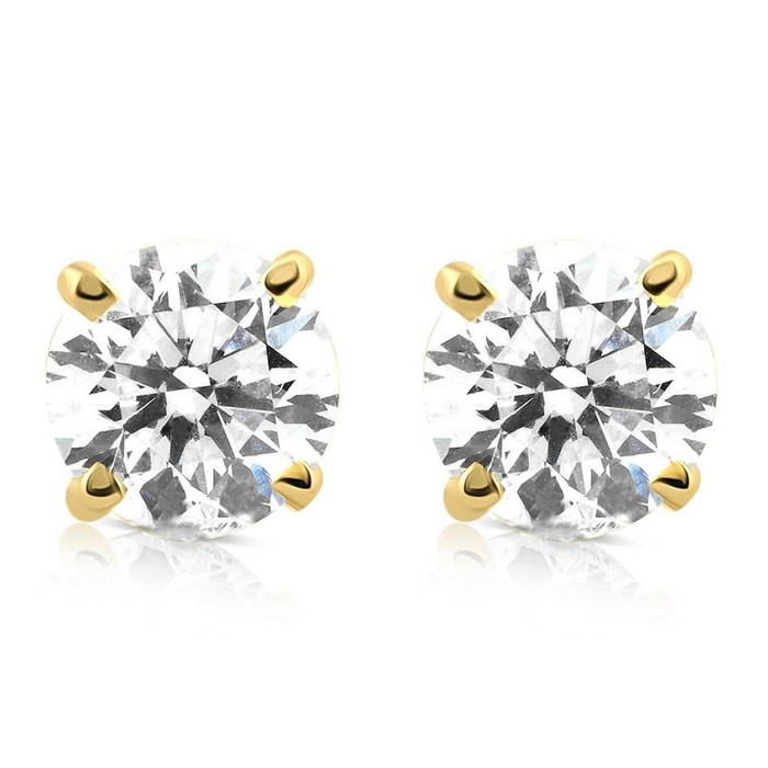 1/2Ct Diamond Screwback Studs Lab Grown Diamond Eco Friendly 14K Yellow Gold