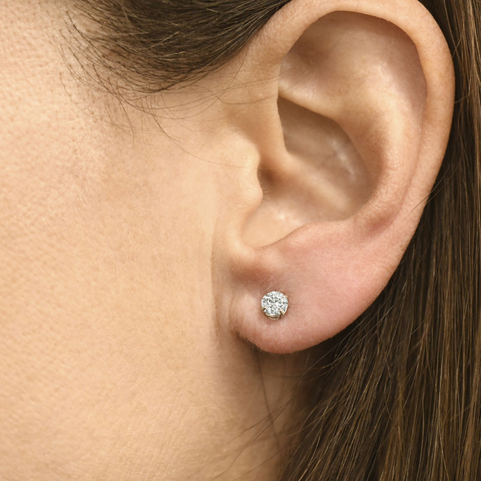 1/2Ct Diamond Screwback Studs Lab Grown Diamond Eco Friendly 14K Yellow Gold