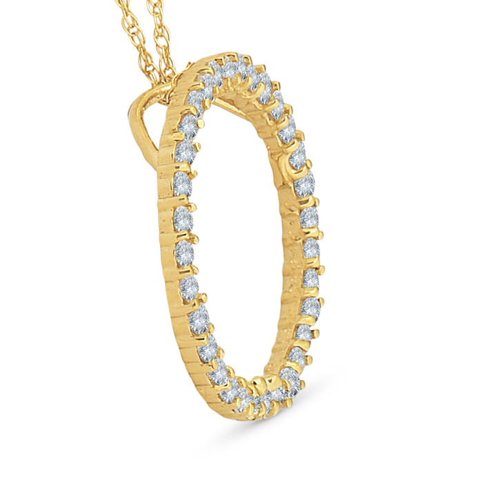 1/2ct Circle Of Life Lab Grown Diamond Pendant Yellow Gold Necklace