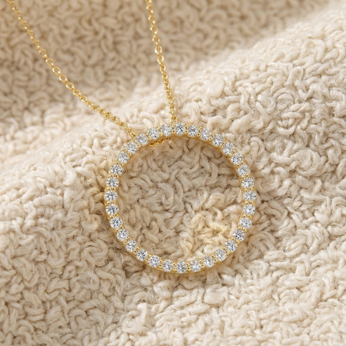 1/2ct Circle Of Life Lab Grown Diamond Pendant Yellow Gold Necklace