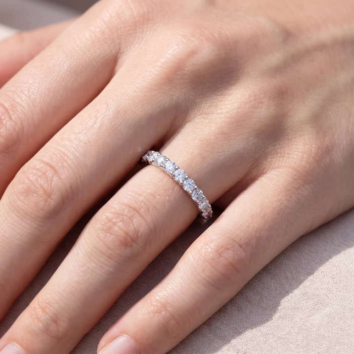1/2Ct Lab Grown Diamond Stackable Anniversary Wedding Ring 14k White Gold