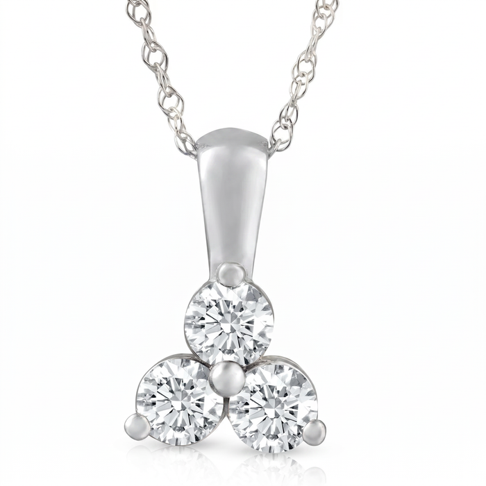 1Ct Diamond Three Stone Pendant in 14k White Yellow Rose Gold Lab Grown Necklace