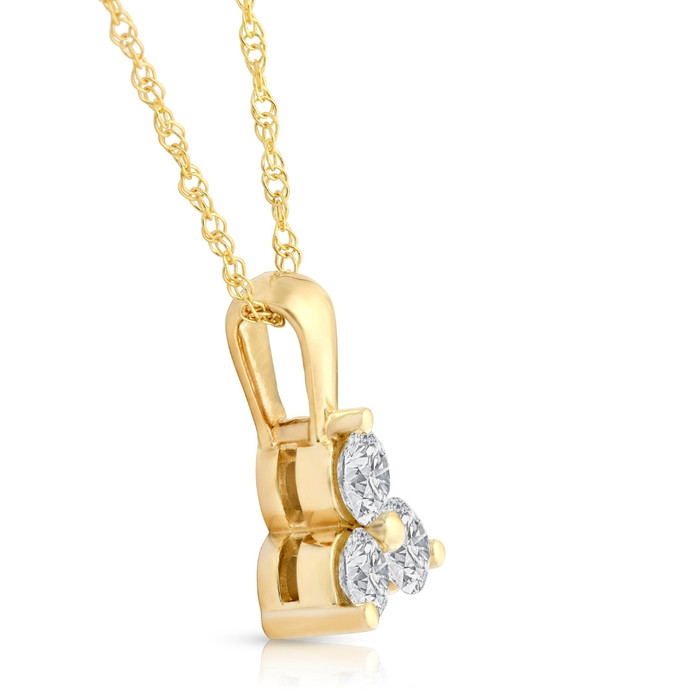 1Ct Diamond Three Stone Pendant in 14k White Yellow Rose Gold Lab Grown Necklace