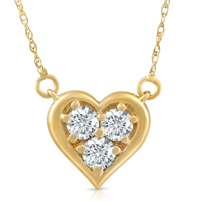 1/2Ct Diamond Heart Pendant 14k White Yellow or Rose Gold Lab Grown Necklace