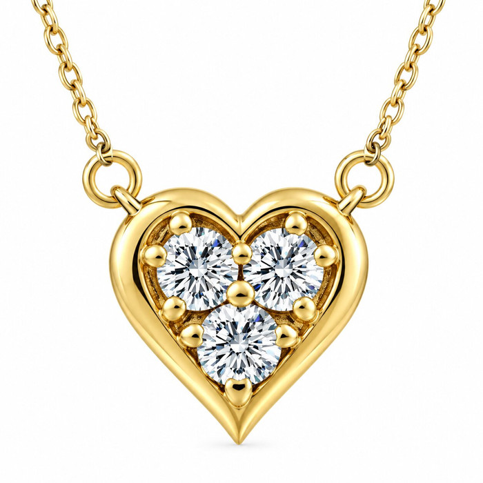 1/2Ct Diamond Heart Pendant 14k White Yellow or Rose Gold Lab Grown Necklace