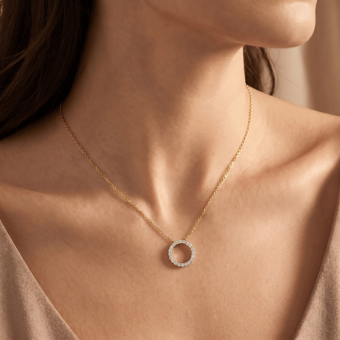 14K Yellow Gold 1/2ct Circle Of Life Lab Grown Diamond Pendant Necklace