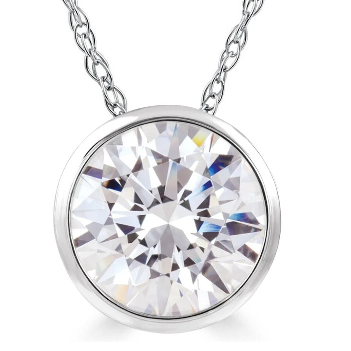 1 Ct Solitaire Lab Grown Diamond Pendant Necklace in 14k White or Yellow Gold