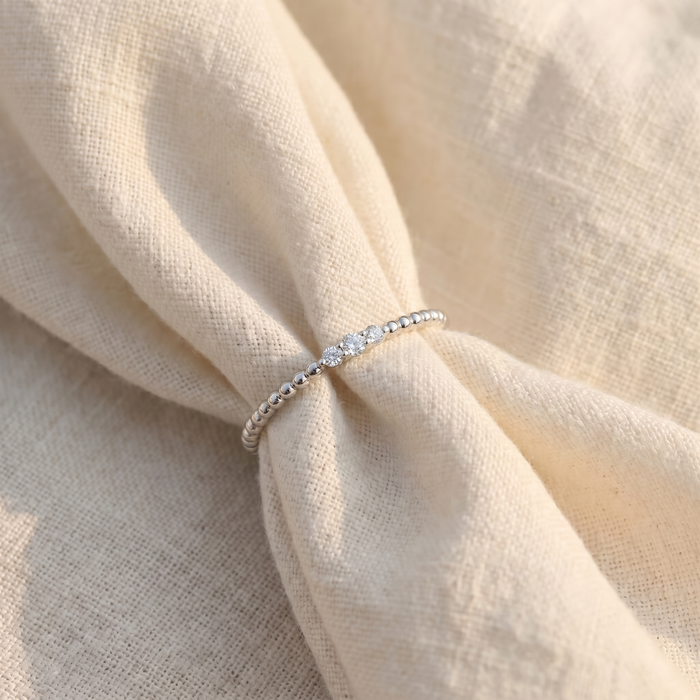 Beaded Diamond Stackable Accent Anniversary Ring Lab Grown