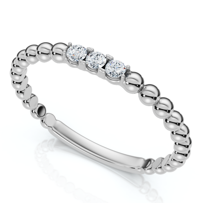 Beaded Diamond Stackable Accent Anniversary Ring Lab Grown