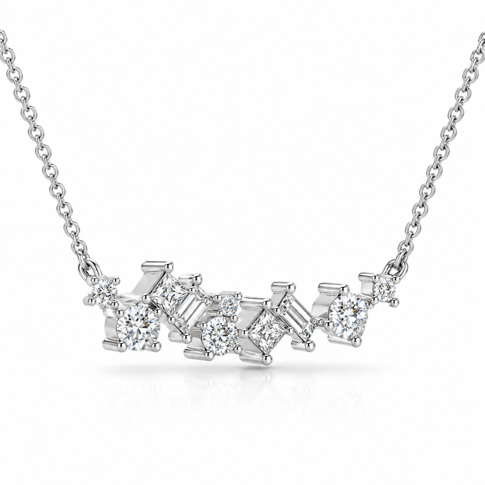 1Ct TW Diamond Mixed Fancy Shape Designer Necklace 14k Gold Lab Grown Pendant