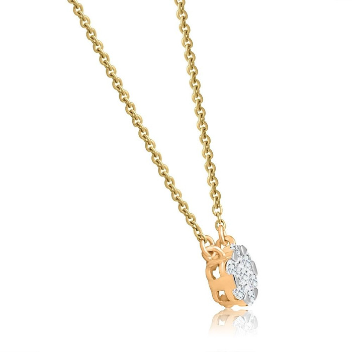 1/4Ct TW Lab Grown Diamond Halo Round Pendant Yellow Gold Women's Necklace 18"
