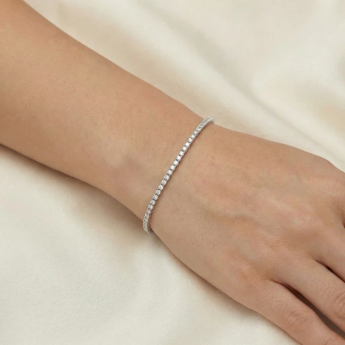 2ct Lab Grown Diamond Tennis Bracelet 14K White Gold 7"