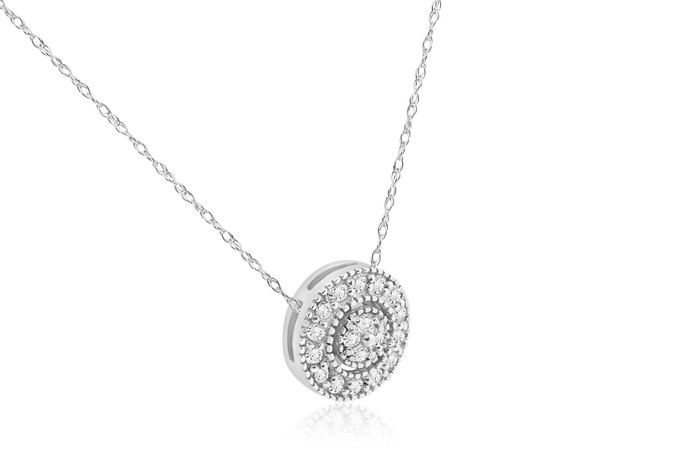 1/4 ct Lab Grown Diamond Pave Halo Pendant White Gold Womens Necklace 1/4 ct Lab Grown Diamond Pave Halo Pendant White Gold Womens Necklace