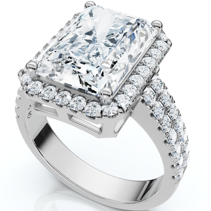 Certified 4.7Ct Debra Radiant Cut Double Row Engagement Ring 14k Gold Lab Grown
