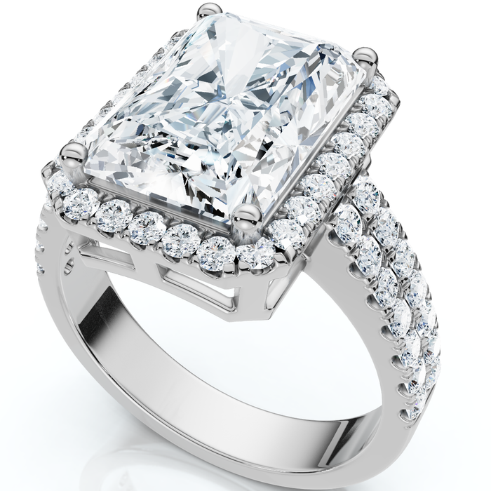 Certified 4.7Ct Debra Radiant Cut Double Row Engagement Ring 14k Gold Lab Grown