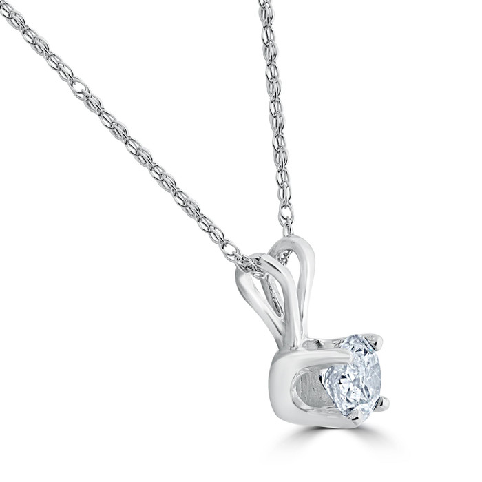 1/4ct Solitaire Round Lab Created Diamond Pendant 14K White Gold