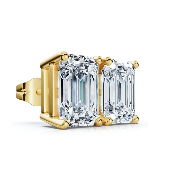 1 - 8Ct Emerald Cut Diamond Studs 14k Gold Lab Grown Women's Earrings