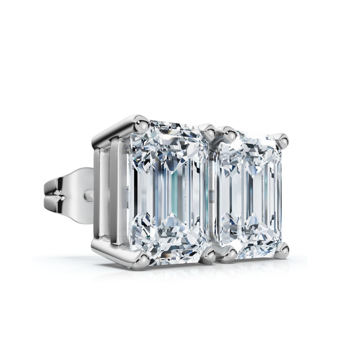 1 - 8Ct Emerald Cut Diamond Studs 14k Gold Lab Grown Women's Earrings