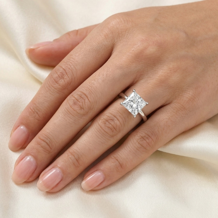 Certified 1.50 Ct Princess Cut Lab Diamond Solitaire Engagement Ring White Gold