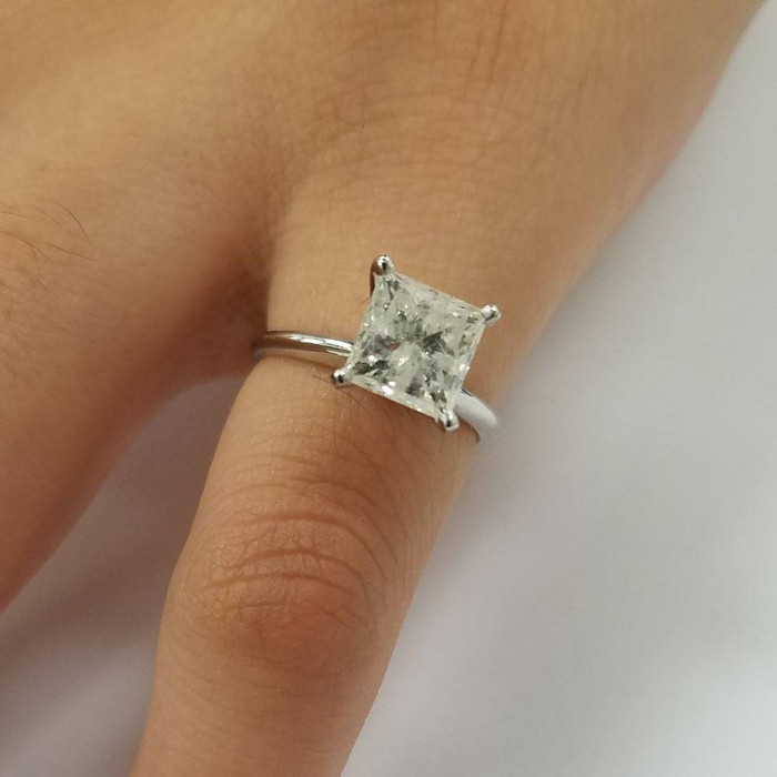 Certified 1.50 Ct Princess Cut Lab Diamond Solitaire Engagement Ring White Gold