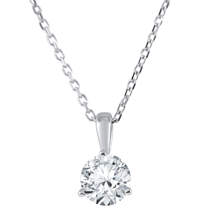 3/8 ct Solitaire Lab Grown Diamond Pendant available in 14K and Platinum