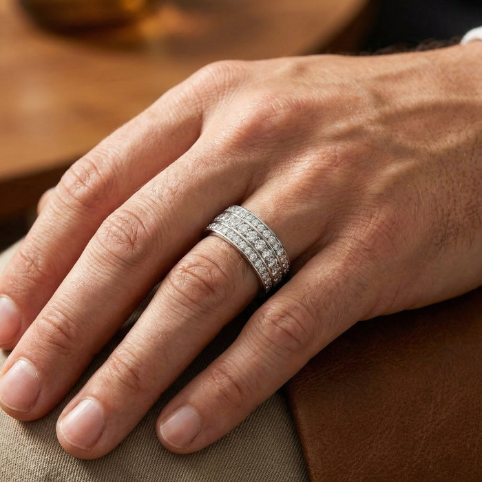 1Ct Men's Diamond Wedding Anniversary Ring 10k Gold Lab Grown