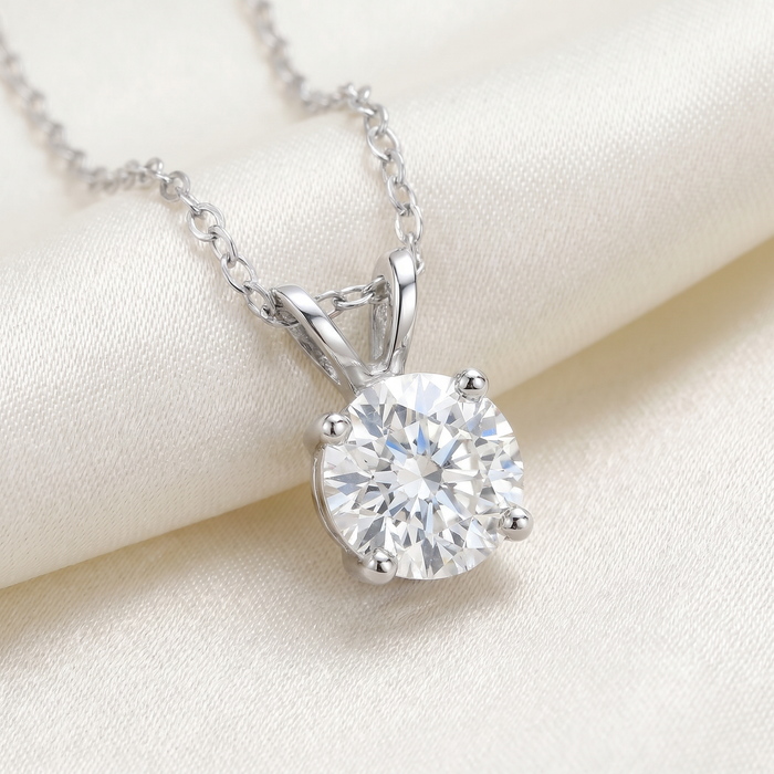 1Ct Diamond Solitaire Pendant 14k White Gold 18" Necklace Lab Grown