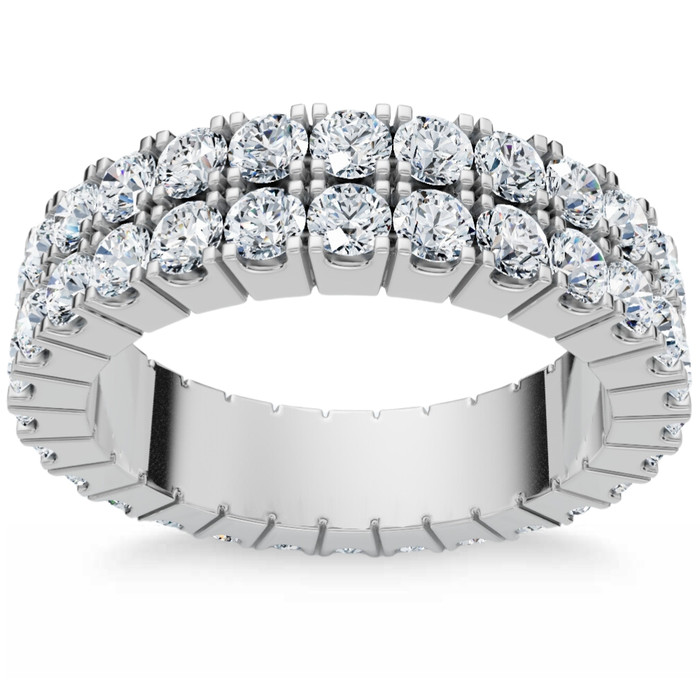 2.25Ct Diamond Eternity Wedding Anniversary Ring Double Row 10k Gold Lab Grown 2.25Ct Diamond Eternity Wedding Anniversary Ring Double Row 10k Gold Lab Grown