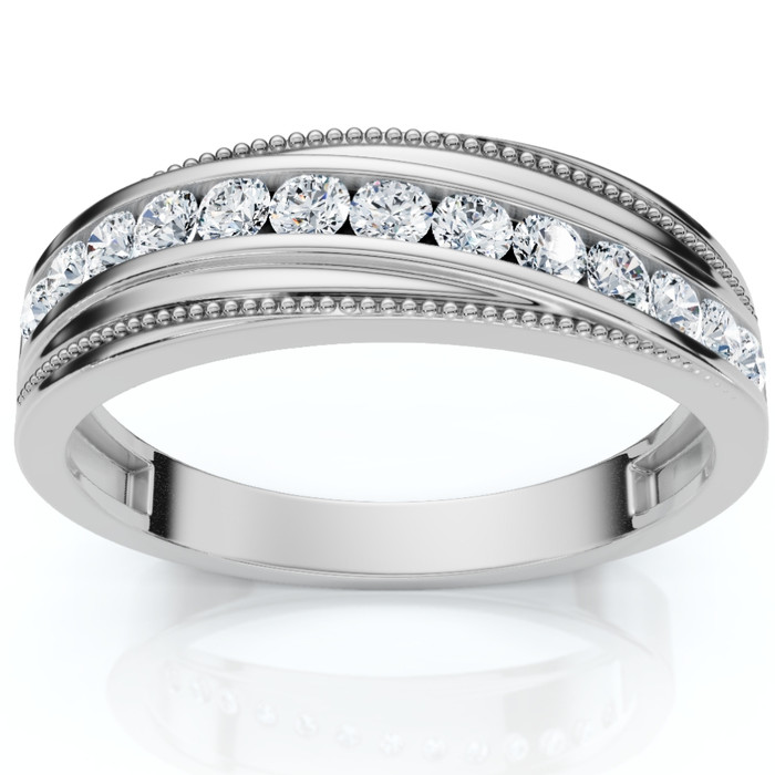 1/2Ct Men's Diamond Wedding Anniversary Ring 10k Gold Lab Grown Channel Set 1/2Ct Men's Diamond Wedding Anniversary Ring 10k Gold Lab Grown Channel Set