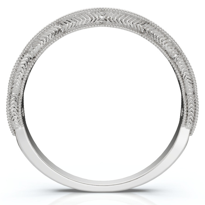 Diamond Wedding Ring With Antique Design 14k Gold Lab Grown Stackable Band Diamond Wedding Ring With Antique Design 14k Gold Lab Grown Stackable Band