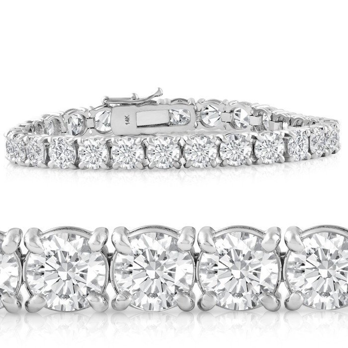 20 Ct Lab Grown Diamond Tennis Bracelet 14k White Gold 7"