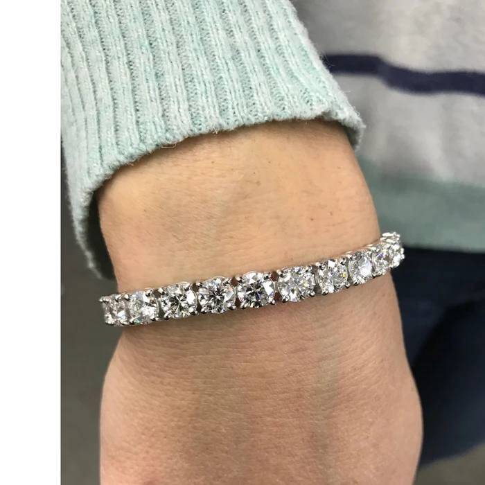 20 Ct Lab Grown Diamond Tennis Bracelet 14k White Gold 7"