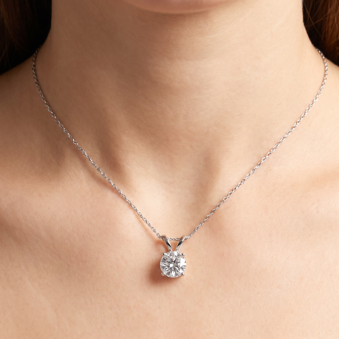 Certified 1 1/2ct Lab Grown Diamond Solitaire Pendant 14K White Gold