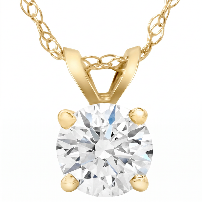 5/8 Ct Diamond Solitaire Pendant Necklace Available in 14k White or Yellow Gold