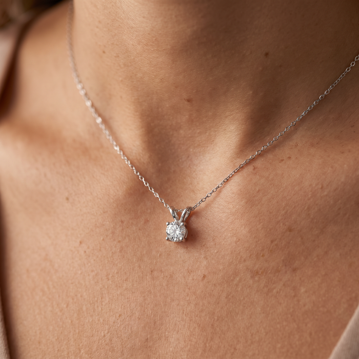 5/8 Ct Diamond Solitaire Pendant Necklace Available in 14k White or Yellow Gold