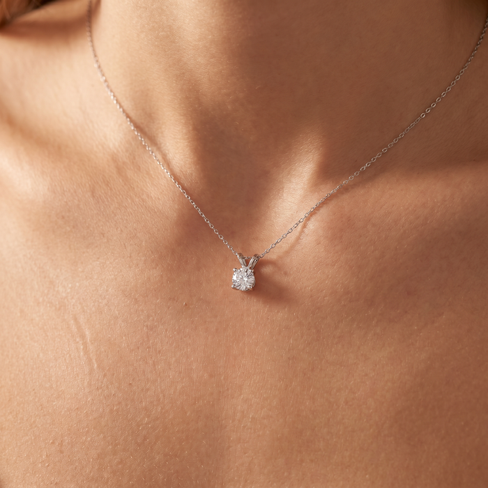 1/2 Carat Solitaire Lab Grown Diamond Pendant 14K White Gold