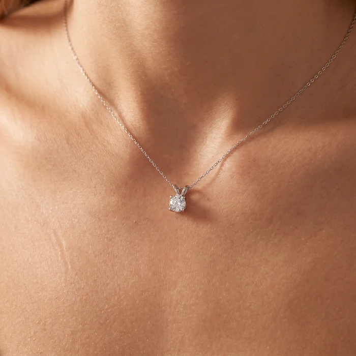 1/2 Carat Solitaire Lab Grown Diamond Pendant 14K White Gold