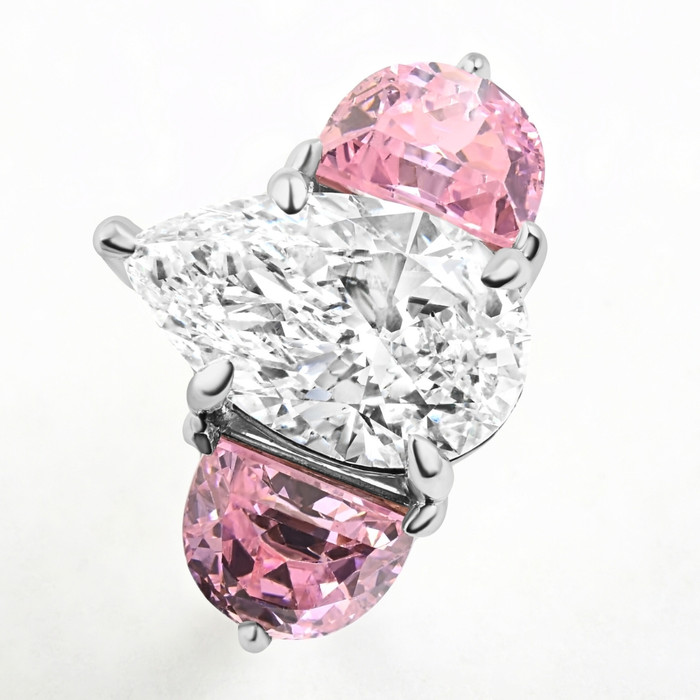 Certified 15.40Ct Pear Shape Diamond Pink Topaz Engagement Ring Gold Lab Grown