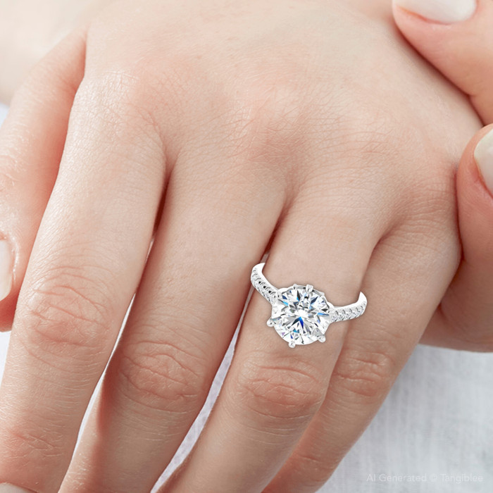 3.40Ct Round Diamond Engagement Ring Lab Grown in White or Yellow Gold 3.40Ct Round Diamond Engagement Ring Lab Grown in White or Yellow Gold