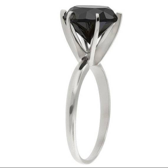 2.10 - 6.10Ct Black Diamond Solitaire Engagement 6-Prong Ring 14k Gold