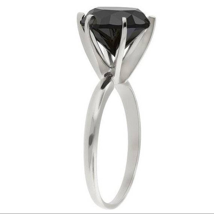 2.10 - 6.10Ct Black Diamond Solitaire Engagement 6-Prong Ring 14k Gold 2.10 - 6.10Ct Black Diamond Solitaire Engagement 6-Prong Ring 14k Gold